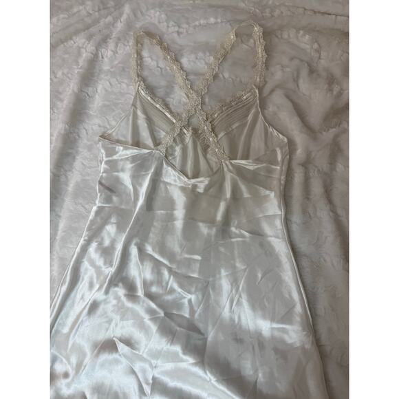 VTG Eileen West Romantic Lace Trim Satin Chemise Nightgown Slip Bridal White L - Picture 11 of 13